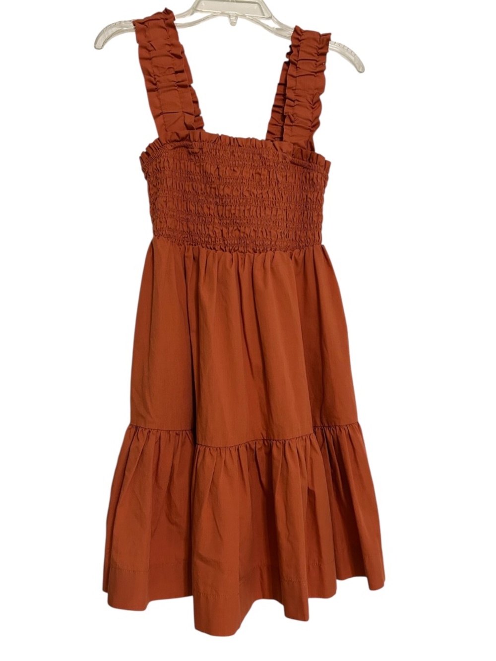 Abercrombie & Fitch Burnt Orange Sundress Smocked Scrunchie Strap 2 Tier Small